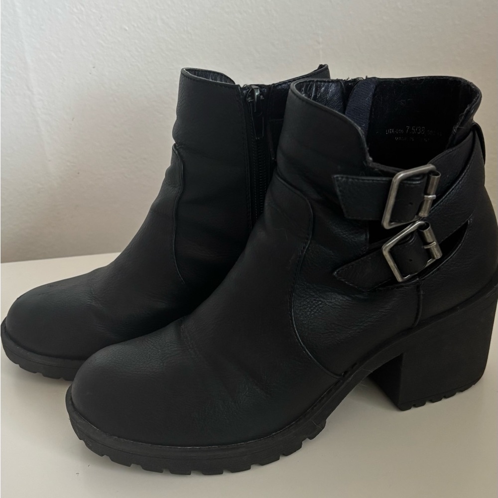 Dirty Laundry Black Ankle Boots with Buckle Detail